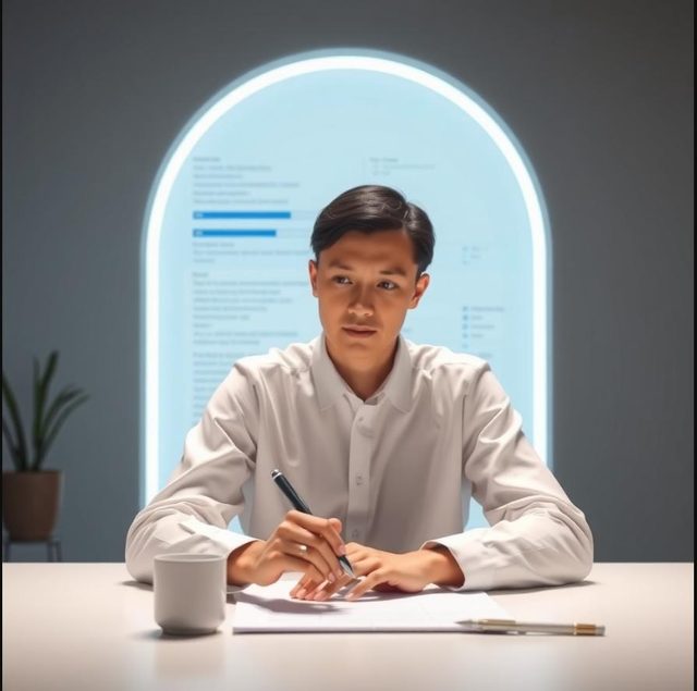 Reviewing an AI Visibility Audit report at a desk