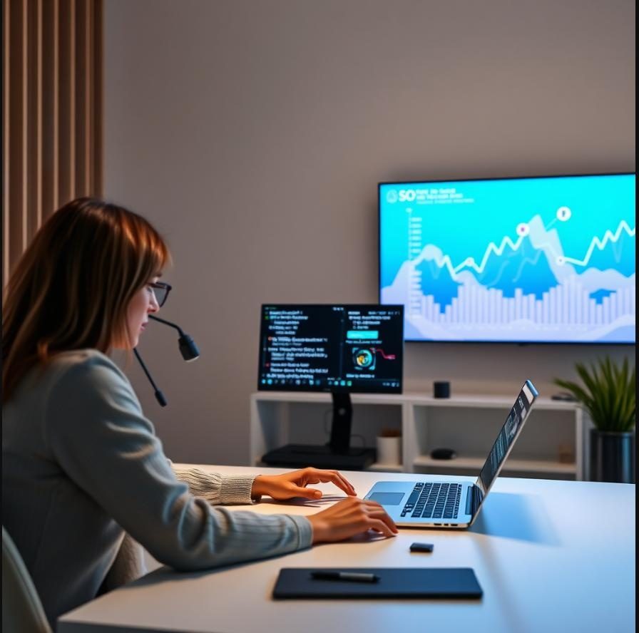 AI Visibility audit dashboards being reviewed on-screen in a modern office